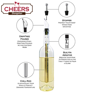 Ensemble refroidisseur à vin Vinenco, coupe-capsule, bouchon, pochette de rangement et livre électronique, refroidisseur de bouteille en acier inoxydable 3 en 1 de qualité supérieure - Product Image 3