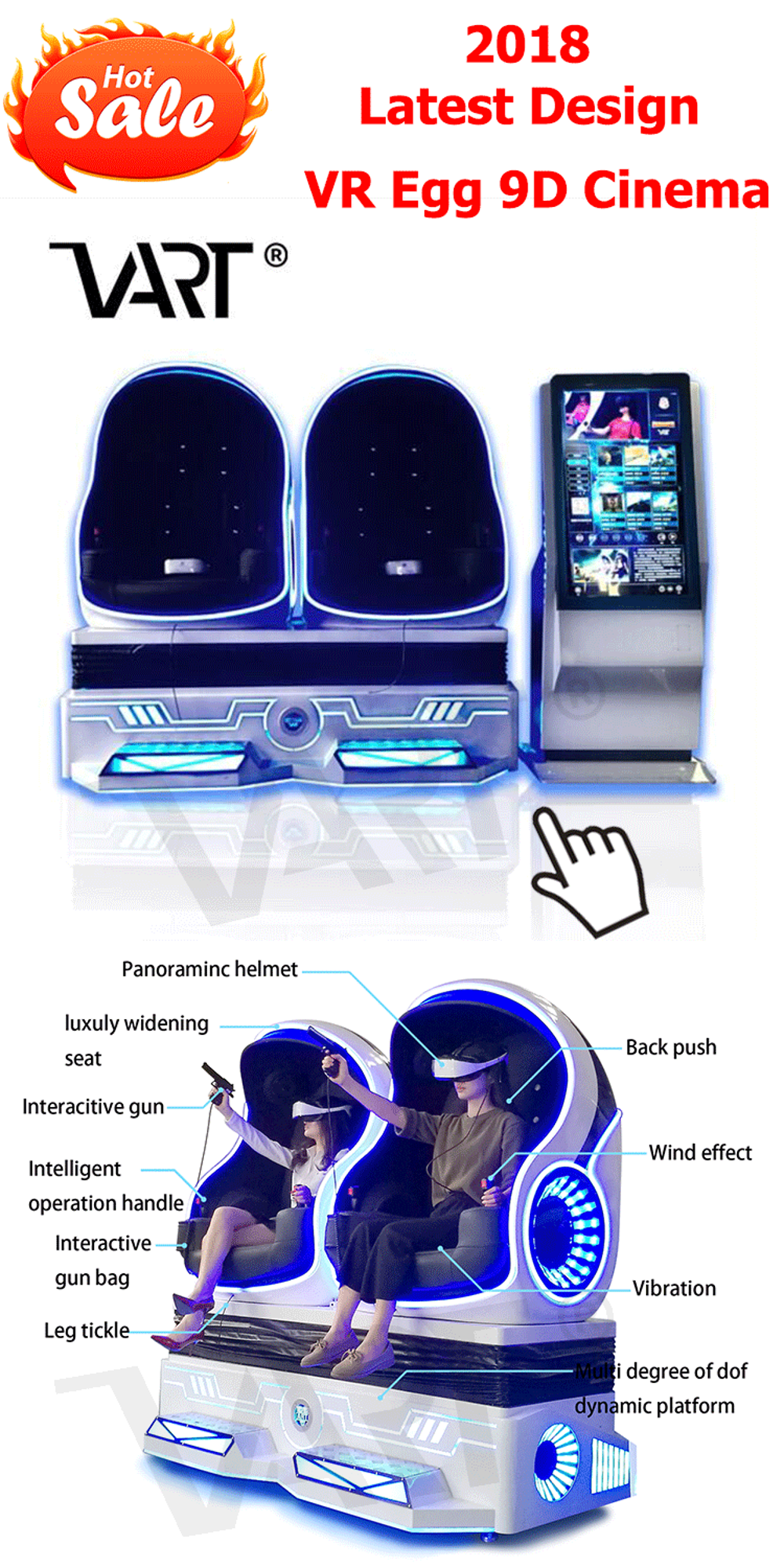 VART Move Chair vr ps4 Deux sièges Cability Équipement de jeu de réalité virtuelle de cabine 9D VR dynamique