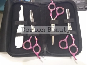 Top haute qualité Salon professionnel coupe de cheveux barbier amincissement ciseaux ensemble rasage rasoir étui personnalisé coiffure cisailles - Product Image 2