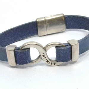 Pulsera infinito plateada, pulsera de cuero grabada Hecho a mano Magic - Product Image 1
