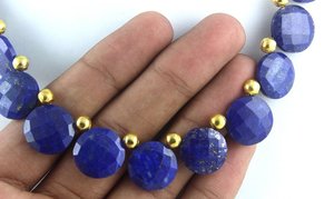 Belle pierre précieuse Lapis Lazuli naturelle bleue de qualité AAA perles Briolette en forme de pièce de monnaie à facettes pour les collections de bijoux faits à la main - Product Image 6