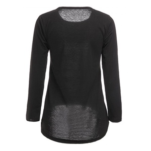 Último diseño, ropa de calle para mujer, camisetas de algodón de talla grande, estilo informal para mujer, cuello de lazo, botón de lentejuelas sólido personalizado - Product Image 2