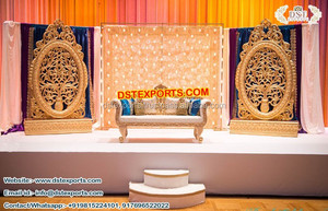 Panel de medallón metálico de estilo único para boda, Marcos traseros de escenario de estilo occidental, marcos de boda asiáticos prominentes - Product Image 6