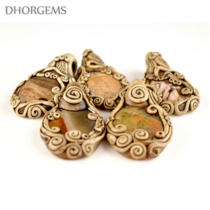 Pendentif en argile polymère naturel, collier de pierres précieuses semi-précieuses, vente en gros - Product Image 3