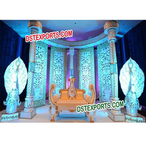 Décor royal scène de mariage magnifique ensemble de scène en fibre de mariage Look moderne réception demi-lune scène de mariage blanche événement USA - Product Image 1