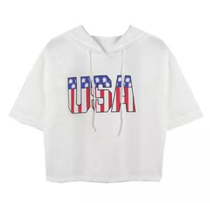 เสื้อยืดคอกลมสวมหัวสำหรับผู้หญิงเสื้อยืดกีฬาลำลองแห้งเร็วผ้าถักลาย3D แขนสั้นมีฮู้ดเป็นมิตรกับสิ่งแวดล้อม - Product Image 1