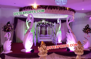 Diseñador Indian Wedding Swan Mandap Recién diseñado White Wedding Mandap Telón de fondo para cumpleaños - Product Image 2