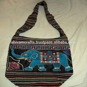 Bolsos de hombro de moda india, bolsos de hombro de retazos, bolso cruzado, bolso de hombro, bolsos de algodón, bolsos Boho con bordado de elefante - Product Image 1