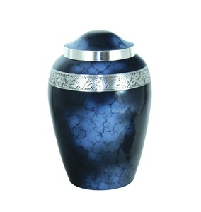 Urne funéraire en marbre de frêne blanc cinéraire sur mesure/urne funéraire en métal en laiton fournisseur funéraire imprimé au feu bleu - Product Image 2