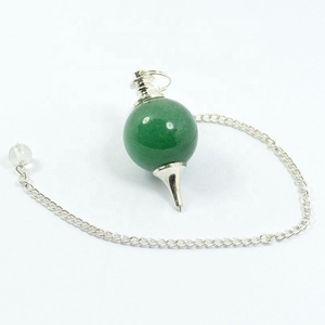 Cristal de pendule de boule d'aventurine verte de pierre précieuse de haute qualité pour collier de pendule de radiesthésie de Divination avec la sphère de chaîne - Product Image 2