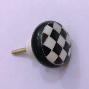 Black & White Pumpkin Bone Knob New Metal & Bone <b>Drawer</b> Hardware Knob <b>Organiser</b> for Kitchen From India - Product Image 2