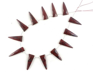 Collar DIY hecho a mano al por mayor con piedras preciosas de jaspe rojo Natural Briolette hermosas cuentas en forma de triángulo cuentas de piedra - Product Image 3