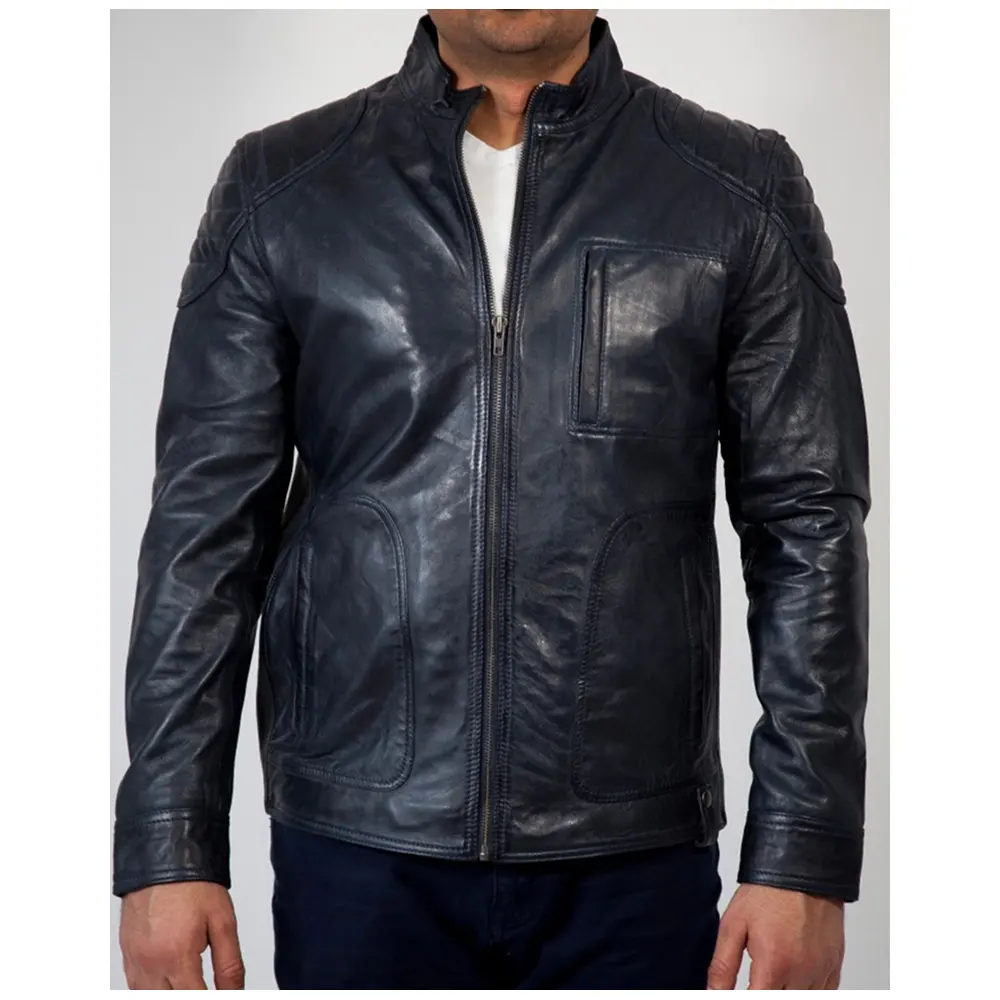 Giacca in pelle da uomo Flex Zip Top giacca da motociclista classica moda moto e giacca da corsa automatica