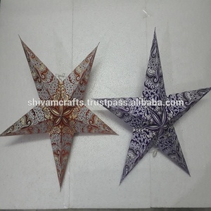 Laxmans Paper <b>Star</b> Lantern <b>Hanging</b> Handicraft Eco-Friendly Reusable 60cm Printed Traditional Multi Pattern Christmas Decoration - Product Image 5