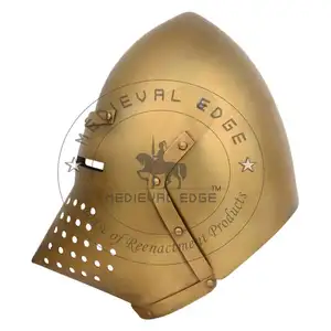 Casco Bascinet de cara de cerdo Vintage rústico de alta calidad, armadura de Metal de recreación funcional histórica de La Edad Media para el hogar - Product Image 1