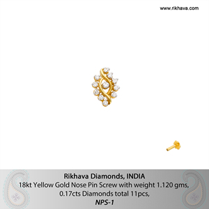 BEST FASHION JWELERY 18kt Yellow Gold Diamond Nose Pin Tornillo con el mejor precio y calidad de - Product Image 6