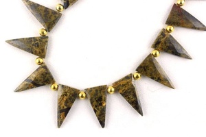 Cuentas de Briolette con forma de triángulo clásico hechas a mano, imagen Natural, piedra preciosa de jaspe facetada para la fabricación de joyas, cuentas de piedra al por mayor - Product Image 6