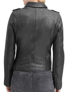 Veste en cuir pour femme style racer vert olive peau de mouton douce Look unique Street Fashion - Product Image 6