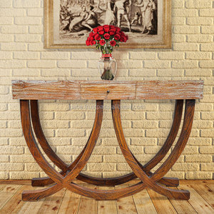 Meuble Console Style Art Déco en Bois de teck blanchi à l'eau avec 2 tiroirs - Product Image 2