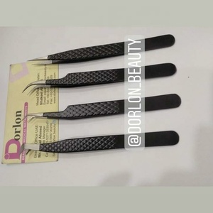 Pince à épiler d'extension de cils en acier inoxydable japonais avec poignée en diamant noir pince à épiler personnalisée à 45 degrés - Product Image 1