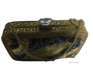 Luxury Women's Shoulder Bag Colorful Brass Metal and Rhinestone Stone Decoration New Elegant Evening Clutch Purse - Product Image 3