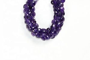 Pierre d'améthyste violette naturelle à facettes en forme de pièce de monnaie, perles de Briolette de qualité incroyable, fabrication de bijoux faits à la main en gros - Product Image 3