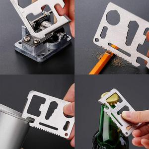 Ouvre-bouteille de bière en acier inoxydable 11-en-1 Accessoires de barre Multi-outil de taille de carte de crédit Portable écologique pour la randonnée Camping - Product Image 6