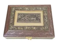 Ramadan Kareem Ontworpen Houten Handgemaakte Antieke Metalen Afgewerkt Festival Gift Box In Goedkope Prijs.
