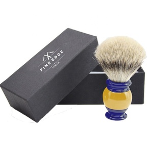 Brocha de afeitar para Barba de tejón de Punta plateada para hombre con mango de palisandro y metal - Product Image 6