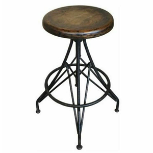 Prix d'usine, tabouret en fer et bois industriel, tabouret de bar moderne rustique avec siège en bois massif pour cuisine, café, restaurant, maison, hôtel - Product Image 1