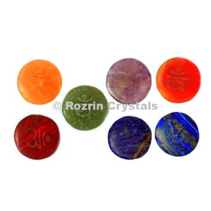 Natural 7 <b>Chakra</b> sanskrit Disc reiki element <b>set</b> - Product Image 1