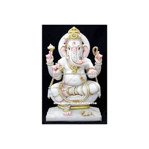 Statue du Dieu Ganesh en marbre blanc - Product Image 1