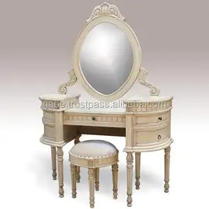 Vanité de chambre à coucher en bois massif acajou moderne de style antique finition blanche pour un usage domestique - Product Image 1