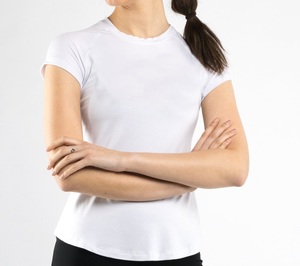 เสื้อกีฬาแขนสั้นสำหรับผู้หญิงเสื้อออกกำลังกายเล่นฟิตเนสแบบผูกเชือกด้านหลังมีสไตล์ - Product Image 1