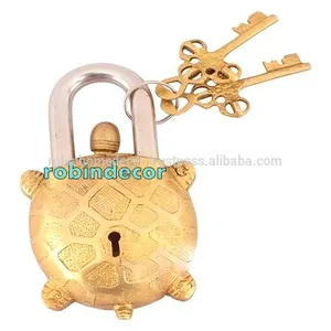 Candados de latón tibetano únicos Vintage, diseño de rompecabezas de estilo victoriano con acabado antiguo para arquitectura budista antigua decorativa - Product Image 1