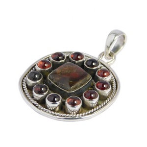Nouveau pendentif ammonite en argent sterling 925 pur délicat avec plusieurs pierres précieuses plaqué or pendentifs et breloques de bijoux fins - Product Image 1