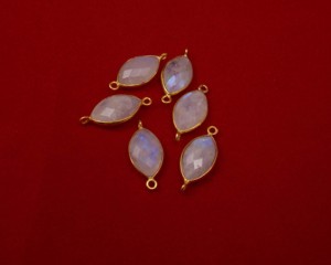 สร้อยรูปพระจันทร์สีรุ้งธรรมชาติห่วงคู่แนวตั้งเงินสเตอร์ลิง18K ชุบทองเครื่องประดับทำกรอบ - Product Image 2