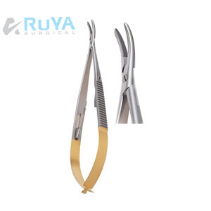Castroviejo 14cm porte-aiguille dentelé pince dentaire droite en acier inoxydable pointe en carbure de tungstène mécanisme de verrouillage chirurgical - Product Image 2