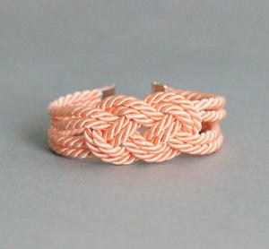 Peach Knotted <b>Bracelet</b>, Knot <b>Rope</b> <b>Bracelet</b> Handmade Happiness - Product Image 1
