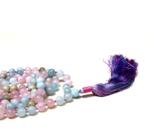 รุดร่า เจมส์ ลูกปัดมอร์แกไนต์ธรรมชาติคุณภาพสูง ขนาด 6 มม. 108 เม็ด สร้อยมาลาโยคะ ลูกปัดสวดมนต์แบบคลาสสิก ลูกปัดสวดมนต์เชิงจิตวิญญาณ ผูกด้วยมือโดยผู้อื่น - Product Image 4