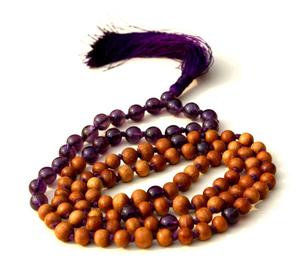 Unisexe 108 Perles Long Yoga Mala Collier Spirituel Méditation Prière Améthyste Bois De Santal Perles Chaînes Bouddhisme OEM Dropshipping - Product Image 1