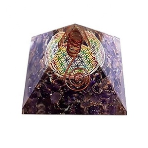 Cristal cuivre pyramide améthyste orgonite pierre naturelle orgone reiki guérison crysystal pierre précieuse pyramide en gros - Product Image 1