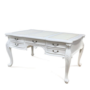 Escritorio con estilo francés, hecho a mano y madera de caoba sólida Color blanco - Product Image 2