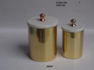 Brass <b>Candle</b> Container Vessel With <b>Marble</b> Cover Lid <b>Candle</b> Vessel <b>Candle</b> Accessories in Polished Finish - Product Image 3