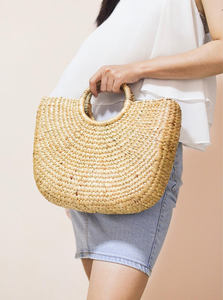 2025 nouveau Style fait à la main femmes paille sac fourre-tout de haute qualité fibre naturelle fermeture à glissière et bouton fermeture brodé décoration Vietnam - Product Image 5
