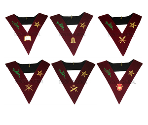 Tablier maçonnique en cuir et tissu brodé à la main avec col à 14 degrés AASR - Product Image 1