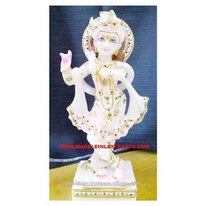 White Makrana Marble Krishna Standing Statue - Product Image 1