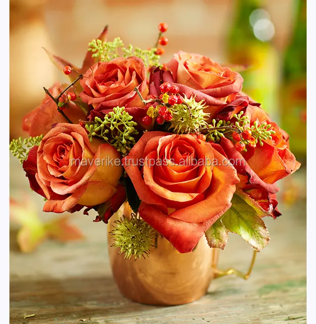 Rame tipo tazza di fiore vaso decorato porta di fiori per matrimonio centrotavola tavoli piedistallo vaso porta fiori