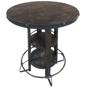 Vintage Industrial Wood Antique Design Bar /Pub Table With Metal Frame