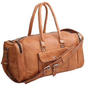 Luxury Handmade Goat Leather 24 Inch <b>Luggage</b> Travel Bag Large Size High Quality Vintage Style Real Leather Transit Overnight Bag - Product Image 3
